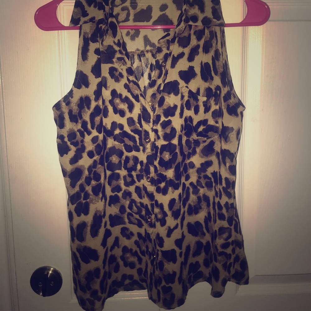 Sheer Leopard 🐾 Print Papaya Blouse
